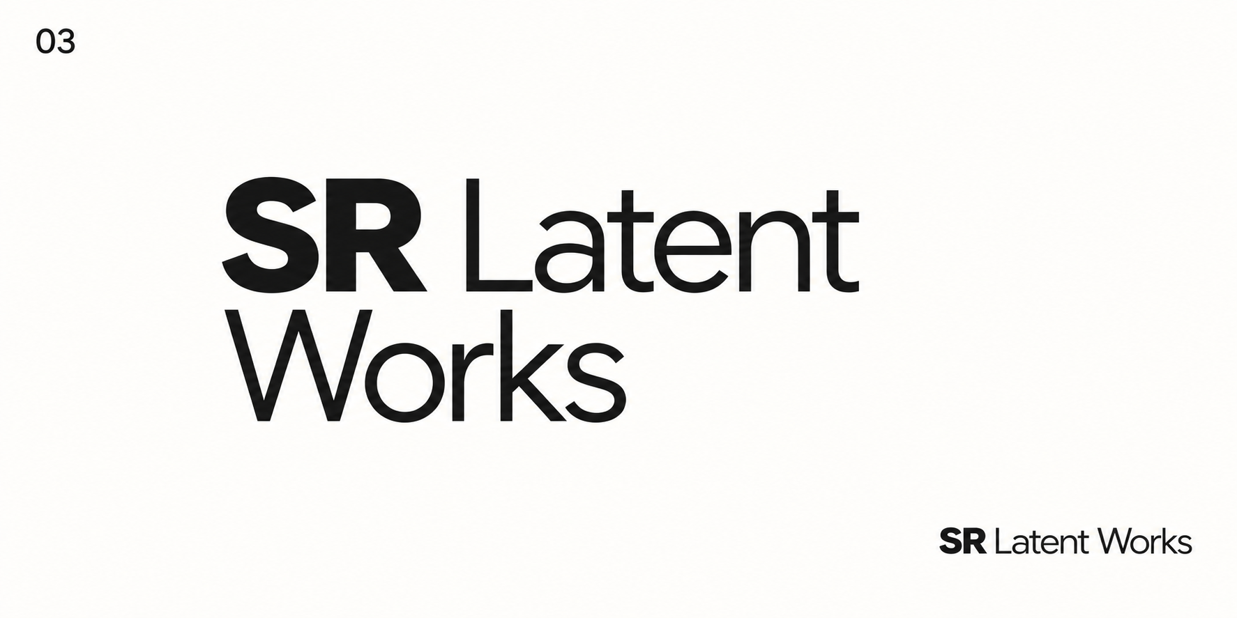 03 타이포형 — 글자 굵기와 배치로 SR을 강조한 Latent Works 로고 시안