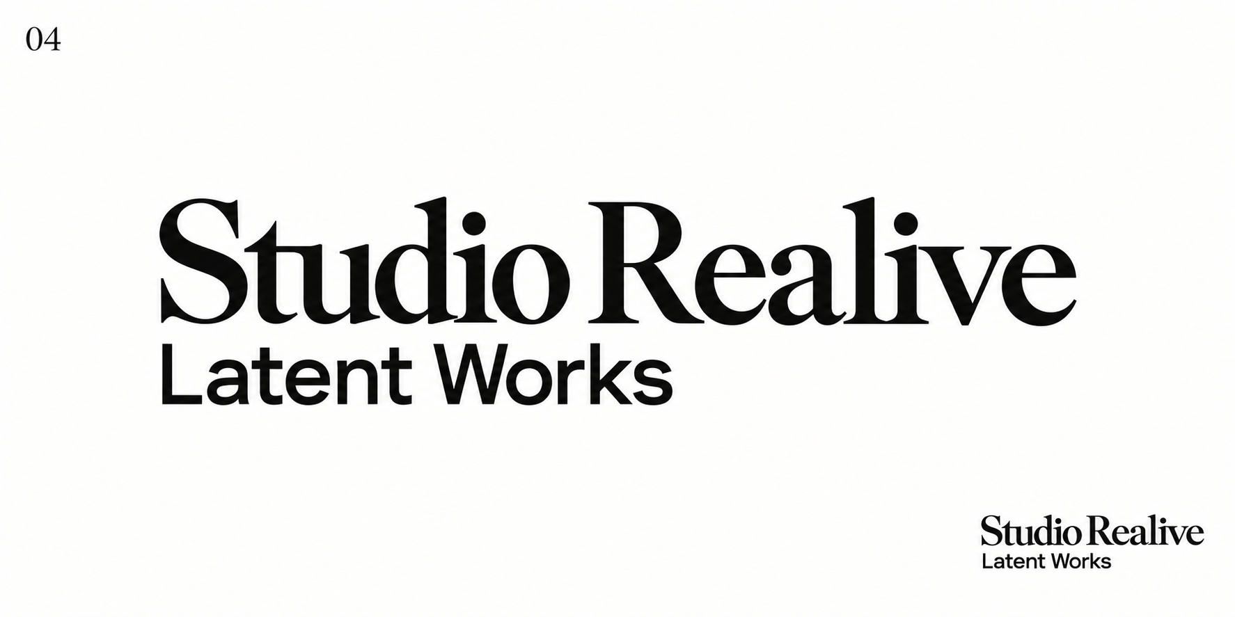 04 회사명 중심 — Studio Realive를 강조한 Latent Works 로고 시안